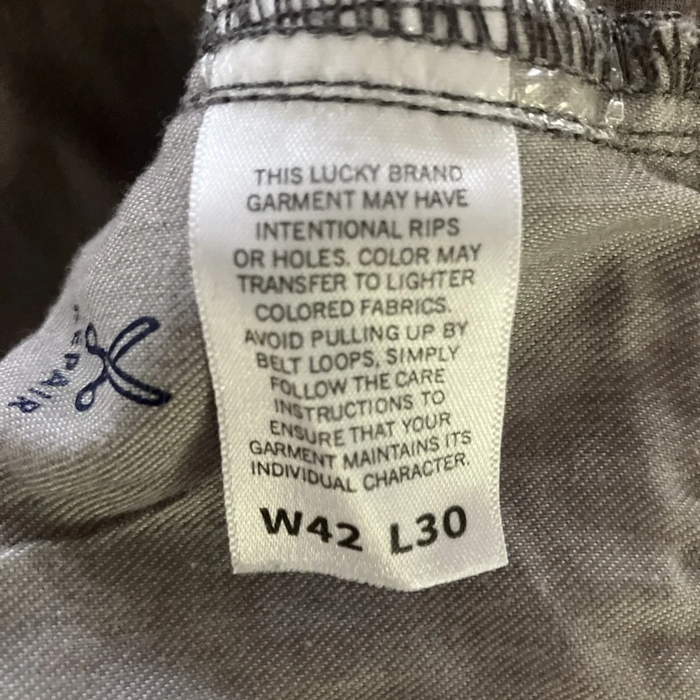 Lucky Brand Pants Mens 42x30 Gray Chino Straight Five Pocket Stretch